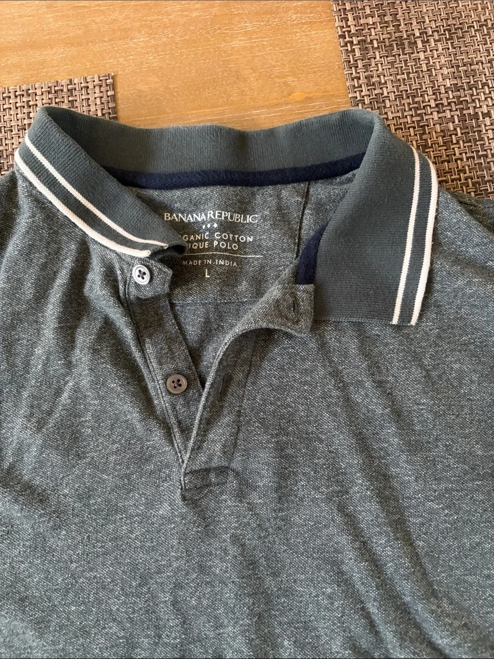 Banana Republic Men’s Heather Charcoal Polo with Contrast Collar